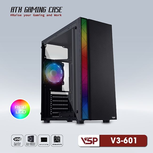 Case Thùng Máy VSP V3-601 LED RGB Black